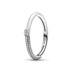 Anneau Double Blanc et Pavé Pandora ME