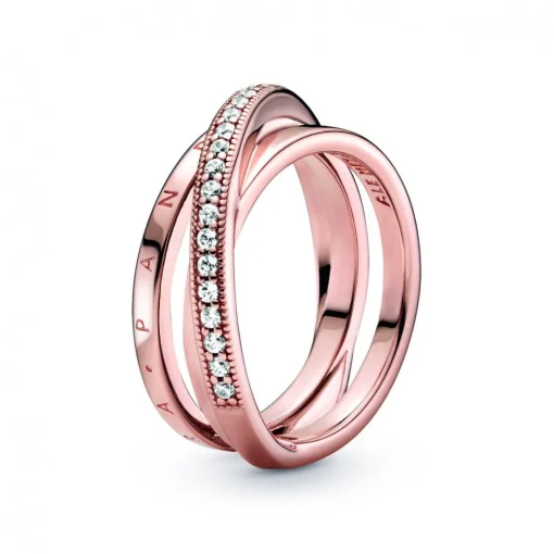Anneau Triple Pavé Croisé Signature Pandora