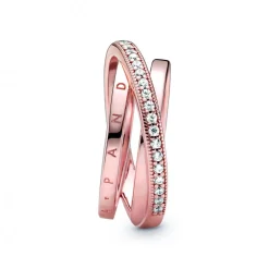 Anneau Triple Pavé Croisé Signature Pandora