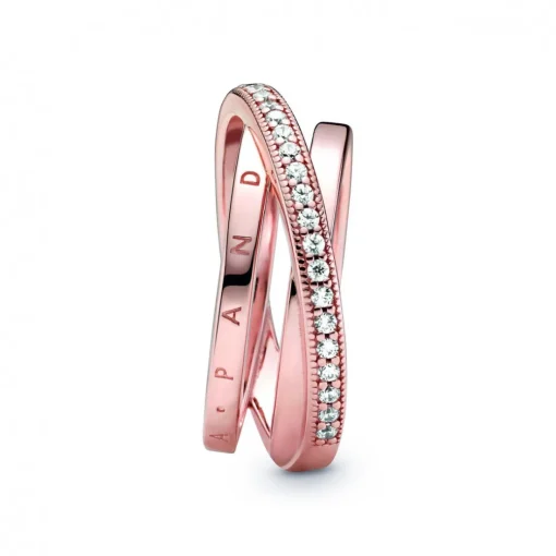 Anneau Triple Pavé Croisé Signature Pandora