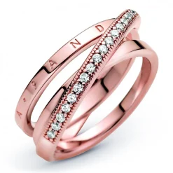 Anneau Triple Pavé Croisé Signature Pandora
