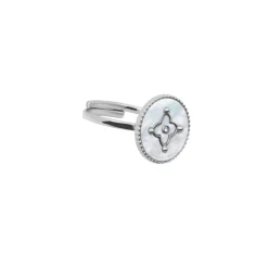 Bague Ajustable Femme Pierre Lannier TALLIA Acier Argenté Nacre Blanche