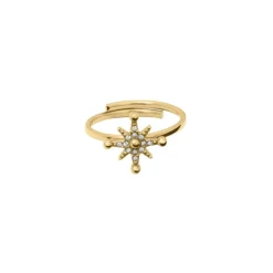 Bague Ajustable Femme Pierre Lannier PERSEA Acier Doré Cristaux
