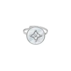 Bague Ajustable Femme Pierre Lannier TALLIA Acier Argenté Nacre Blanche