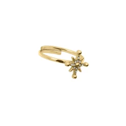 Bague Ajustable Femme Pierre Lannier PERSEA Acier Doré Cristaux