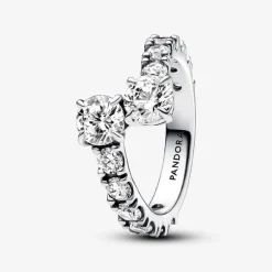 Bague Argent Chevauchement Scintillant