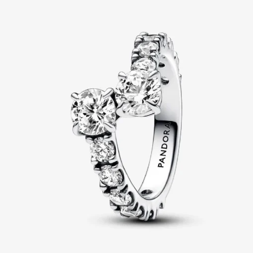 Bague Argent Chevauchement Scintillant