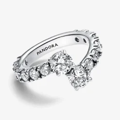 Bague Argent Chevauchement Scintillant