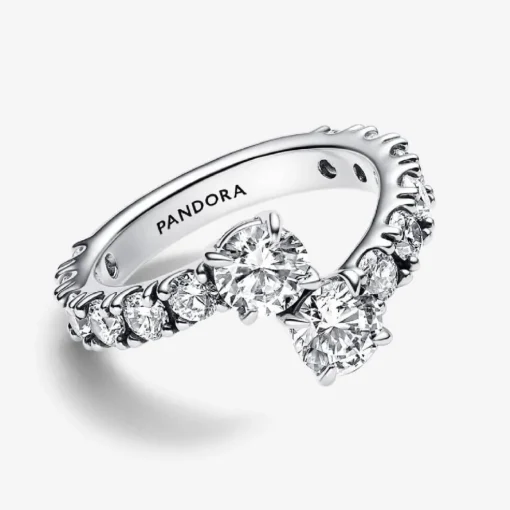 Bague Argent Chevauchement Scintillant