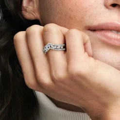 Bague Chevron Double Marquise Scintillante Pandora Timeless
