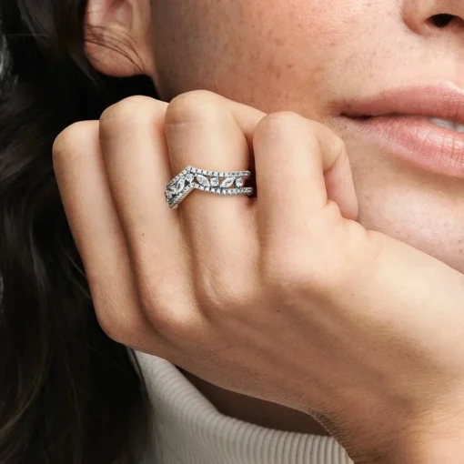 Bague Chevron Double Marquise Scintillante Pandora Timeless