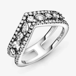 Bague Chevron Double Marquise Scintillante Pandora Timeless