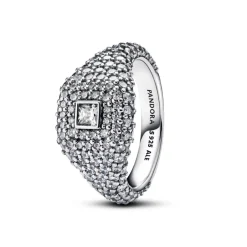 Bague Cocktail Carré et Pavé