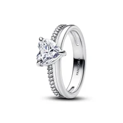 Bague Cœur Anneau Double Argent