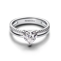 Bague Cœur Anneau Double Argent