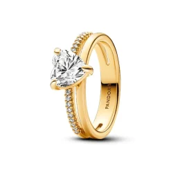 Bague Cœur Anneau Double Doré