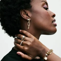 Bague Cœur Anneau Double Doré
