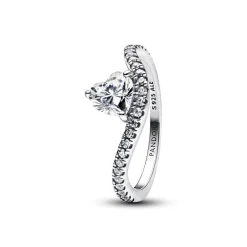 Bague Cœur Pavée Ondulée