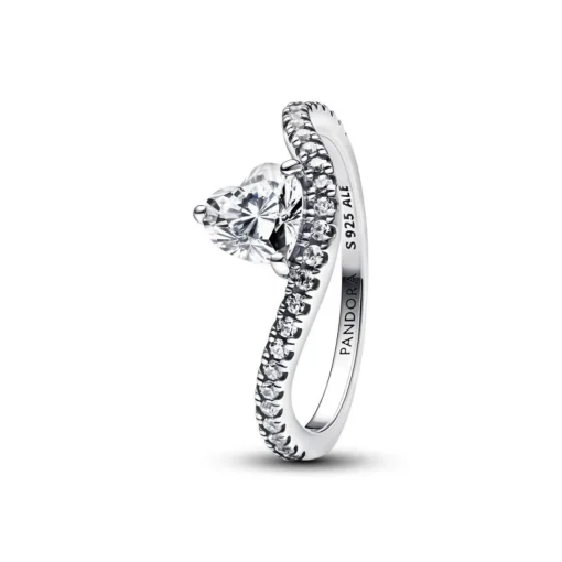 Bague Cœur Pavée Ondulée