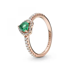 Bague Cœur Surélevé & cristal vert Pandora Timeless