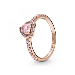 Bague Cœur Surélevé & cristal rose Pandora Timeless
