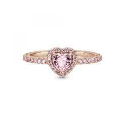 Bague Cœur Surélevé & cristal rose Pandora Timeless