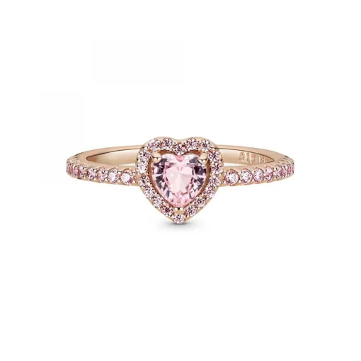 Bague Cœur Surélevé & cristal rose Pandora Timeless