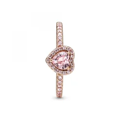 Bague Cœur Surélevé & cristal rose Pandora Timeless