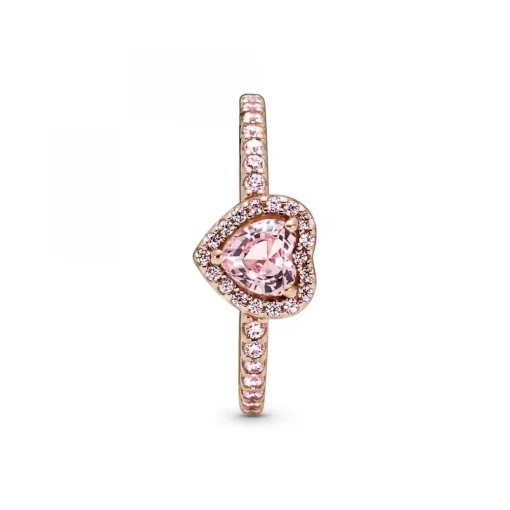 Bague Cœur Surélevé & cristal rose Pandora Timeless