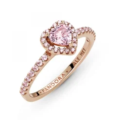 Bague Cœur Surélevé & cristal rose Pandora Timeless
