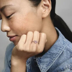 Bague Cœur Surélevé & cristal rose Pandora Timeless