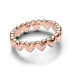 Bague Cœurs Doré Rose 14 Carats