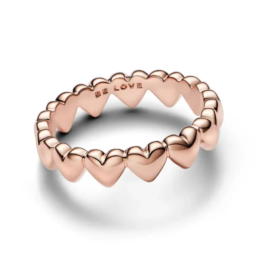 Bague Cœurs Doré Rose 14 Carats