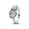 Bague Cœurs Halo Scintillant