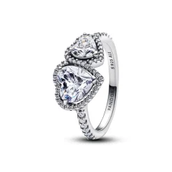 Bague Cœurs Halo Scintillant