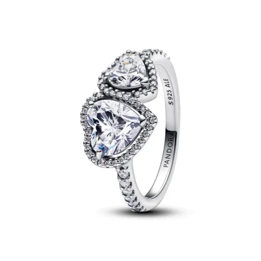 Bague Cœurs Halo Scintillant