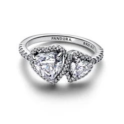Bague Cœurs Halo Scintillant