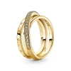 Bague Femme Anneau Triple Pavé Croisé Pandora Signature - 169057C01 Métal doré à l'or fin 585/1000