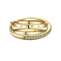 Bague Femme Anneau Triple Pavé Croisé Pandora Signature - 169057C01 Métal doré à l'or fin 585/1000
