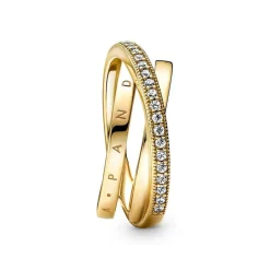 Bague Femme Anneau Triple Pavé Croisé Pandora Signature - 169057C01 Métal doré à l'or fin 585/1000