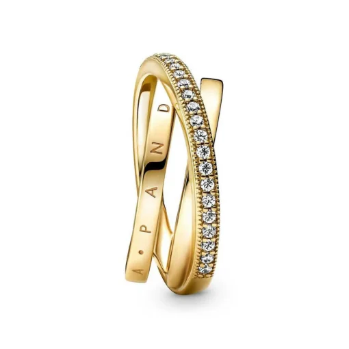Bague Femme Anneau Triple Pavé Croisé Pandora Signature - 169057C01 Métal doré à l'or fin 585/1000