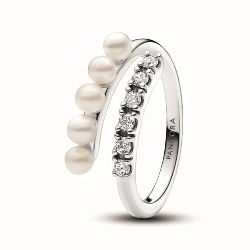 Bague femme argent sterling 193145C01 avec perle blanche et zircone transparente Pandora Timeless