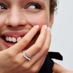 Bague femme argent sterling 193145C01 avec perle blanche et zircone transparente Pandora Timeless