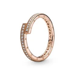 Bague Femme Chevauchement Scintillant Pandora Signature - 189491C01 Métal doré à l'or rose fin 585/1000