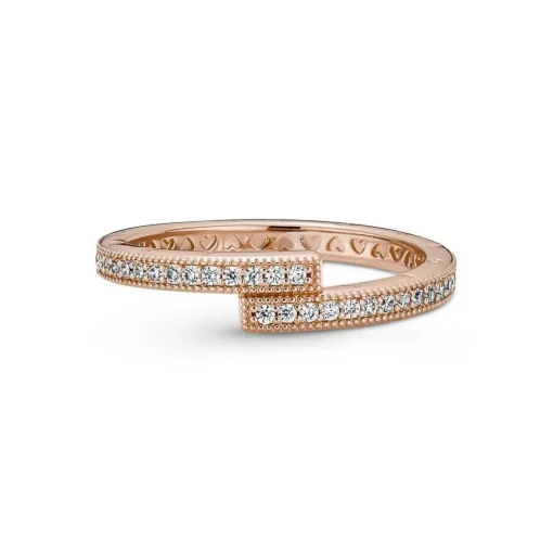 Bague Femme Chevauchement Scintillant Pandora Signature - 189491C01 Métal doré à l'or rose fin 585/1000