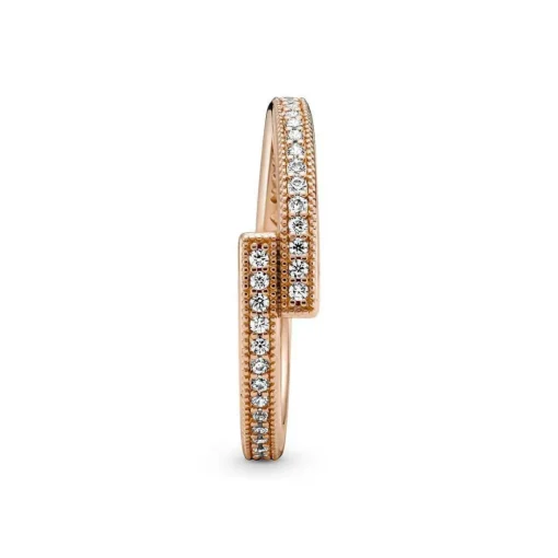 Bague Femme Chevauchement Scintillant Pandora Signature - 189491C01 Métal doré à l'or rose fin 585/1000
