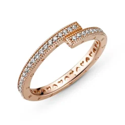 Bague Femme Chevauchement Scintillant Pandora Signature - 189491C01 Métal doré à l'or rose fin 585/1000