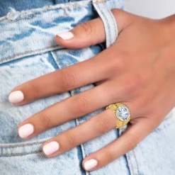 Bague Femme So Charm - B3334-DORE-BLANC - Bague Femme Dorée