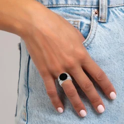 Bague Femme So Charm - B3334-ARGENT-NOIR - Bague Femme Argentée