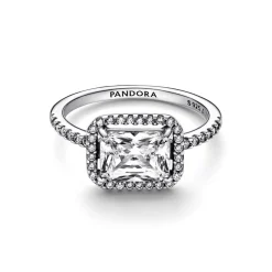 Bague Halo Rectangulaire Scintillant - Pandora Timeless